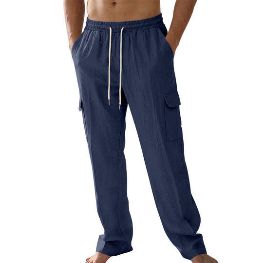 Herren Cargo-Strandhose aus Leinenmix mit elastischem Bund und Kordelzug Shop Nory