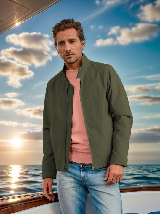 Herren Leichte Bomberjacke mit Cordkragen und Reißverschluss Shop Nory