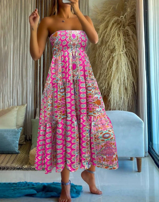 Damen Sommerlicher Maxirock mit floralen Mustern und voluminösem Saum Shopnory