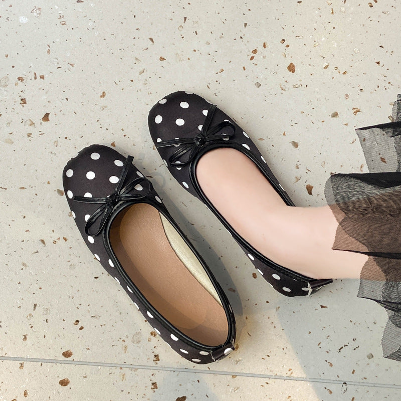 Damen Ballerinas mit verspieltem Punktedesign und zartem Schleifen-Detail