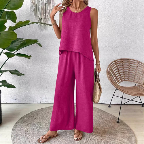 Damen Lässiges und luftiges Zweiteiliges Set mit Oberteil und weitem Hosen