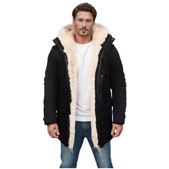 Herren Parka im Field‑Stil mit Teddyfutter in Kapuze, aufgesetzten Pattentaschen und Druckknopfverschluss Shop Nory