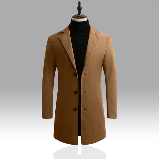 Herren Taillierter einreihiger Wollmantel mit Reverskragen und schlanker Silhouette Shop Nory