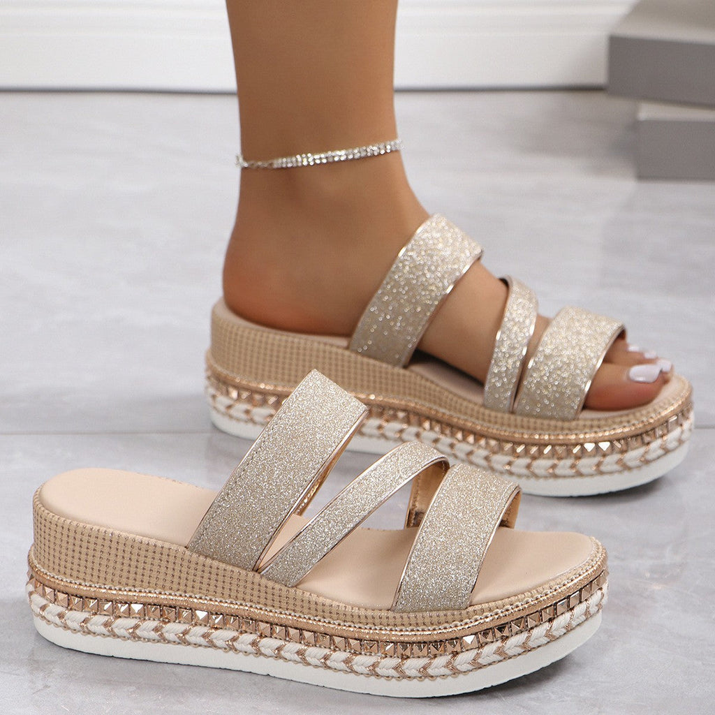 Damen Glitzernde Plateau-Sandalen