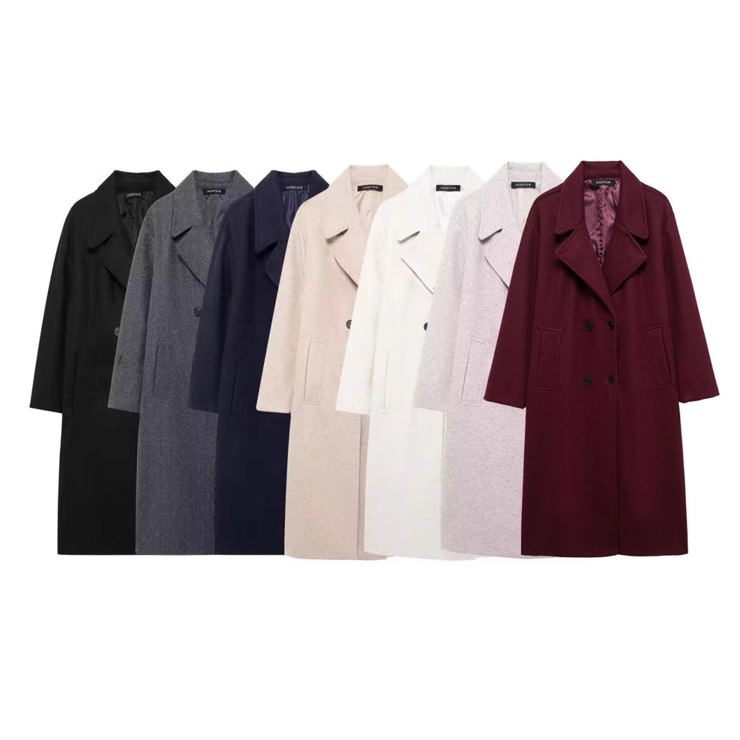 Damen Doppelreihiger Wollmix-Mantel mit Oversize-Schnitt und Reverskragen Shop Nory