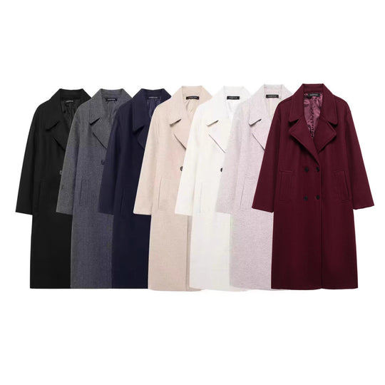 Damen Doppelreihiger Wollmix-Mantel mit Oversize-Schnitt und Reverskragen Shop Nory