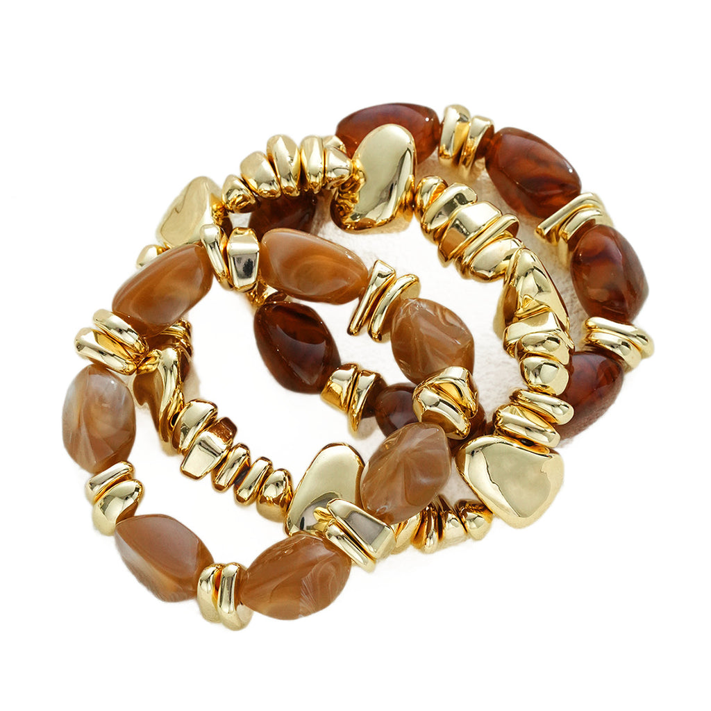 Damen Armband-Set mit edlen Halbedelsteinen und glänzenden Goldakzenten Shop Nory