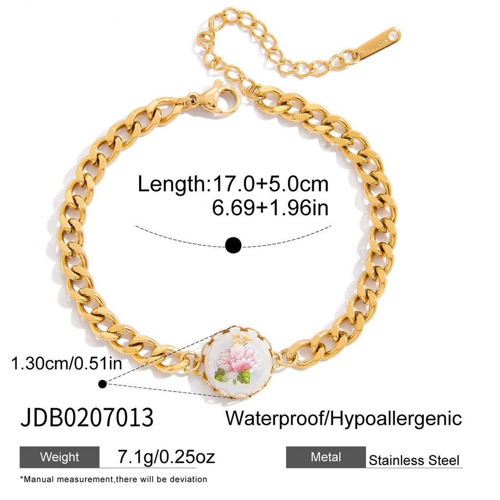 Damen Edelstahlarmband mit floralem Design und verstellbarem Verschluss Shop Nory