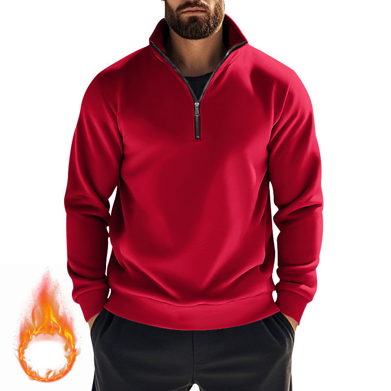 Herren nan komfortables Halbzip-Sweatshirt mit Stehkragen, leicht angerauter Innenseite und geripptem Saum Shop Nory