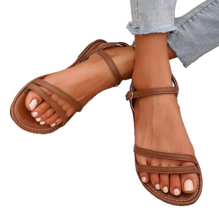 Damen Sandalen mit verstellbaren Riemen und rutschfester Sohle