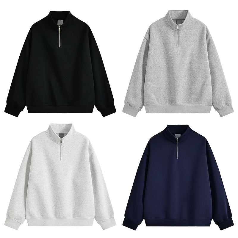 Unisex oversized Halbzip-Sweatshirt mit Stehkragen, Rippbündchen und weichem Fleece-Innenfutter Shop Nory
