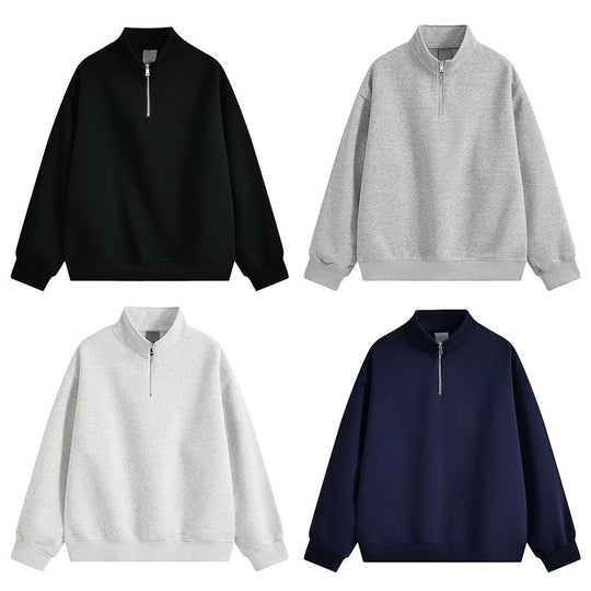 Unisex oversized Halbzip-Sweatshirt mit Stehkragen, Rippbündchen und weichem Fleece-Innenfutter Shop Nory