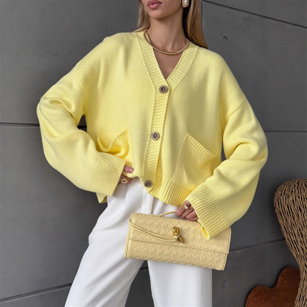 Damen Grobstrukturierter Cardigan mit praktischen Taschen Shopnory