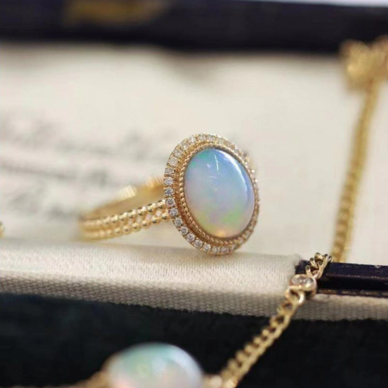 Damen Opalring mit funkelndem Zirkonia-Rahmen Shop Nory