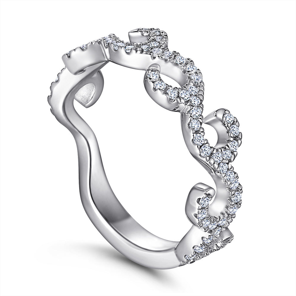 Damen Ring mit geschwungenem Design und funkelnden Zirkonia-Details Shop Nory