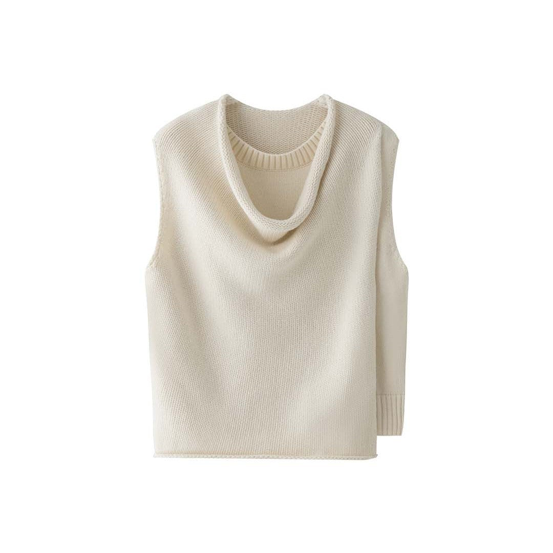 Damen Ärmellose Strick-Weste mit drapiertem Rollkragen und asymmetrischem Saum Shop Nory