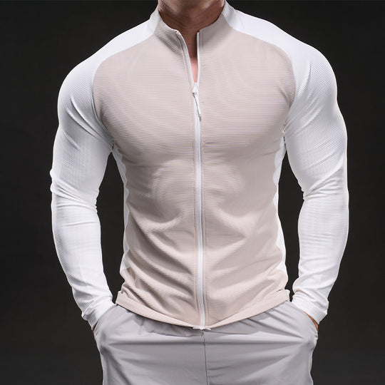 Herren Kompressions-Trainingsshirt mit Stehkragen, durchgehendem Reißverschluss und Raglanärmeln Shop Nory