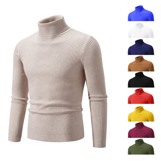 Herren feiner Rollkragenpullover aus langlShopnoryigem Strickmaterial