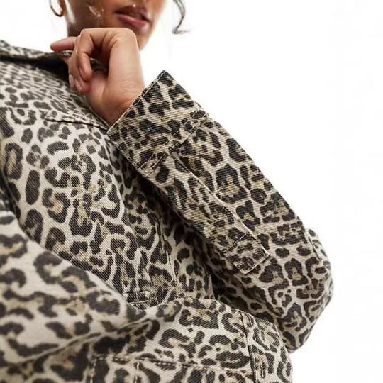 Damen Modische Jacke mit Leopardenmuster
