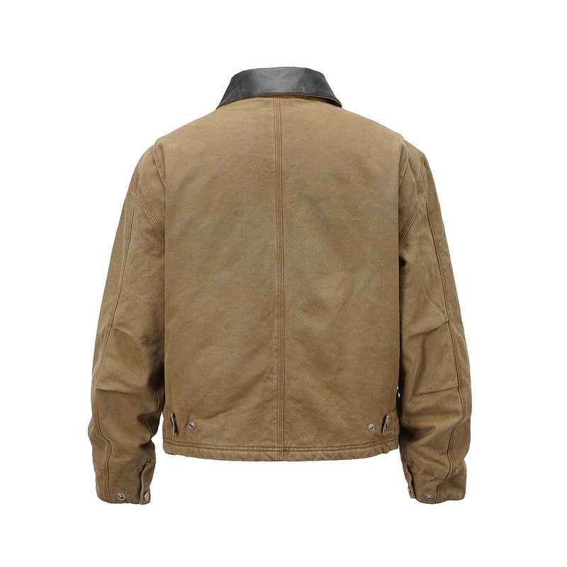 Herren Canvas-Fieldjacke im Overshirt-Look mit Lederkragen und aufgesetzten Pattentaschen Shop Nory