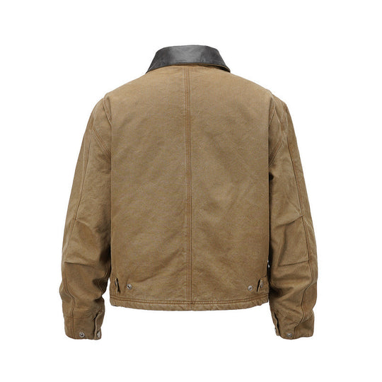 Herren Canvas-Fieldjacke im Overshirt-Look mit Lederkragen und aufgesetzten Pattentaschen Shop Nory
