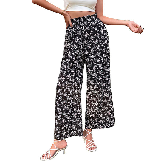 Damen Leichte Palazzo‑Hose mit elastischem Smokbund und zartem Blumenprint Shop Nory
