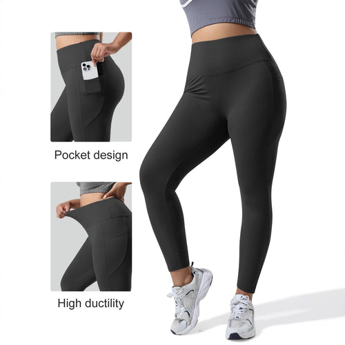 Damen High-Waist Sportleggings mit tiefer Seitentasche und stützendem Komfortbund Shopy Nory
