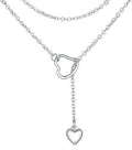 Damen modische Halskette mit doppeltem Herzanhänger und eleganter Gliederkette Shop Nory