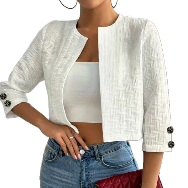 Damen Strukturierte Kurzjacke mit eleganten Knöpfen
