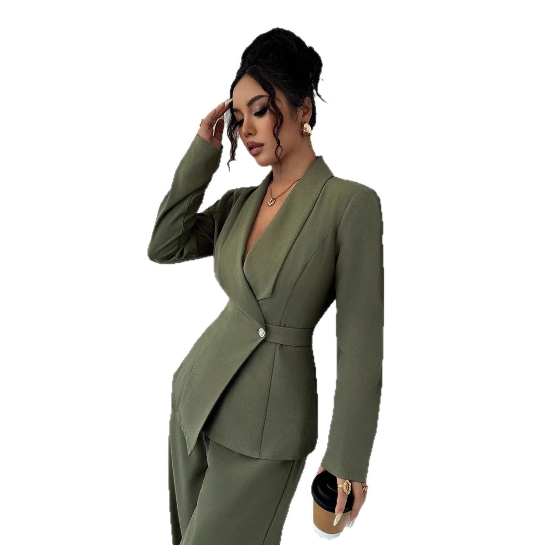 Damen nan taillierter Businessblazer mit Schalkragen, Gürtelbund und Ein-Knopf-Verschluss Shop Nory