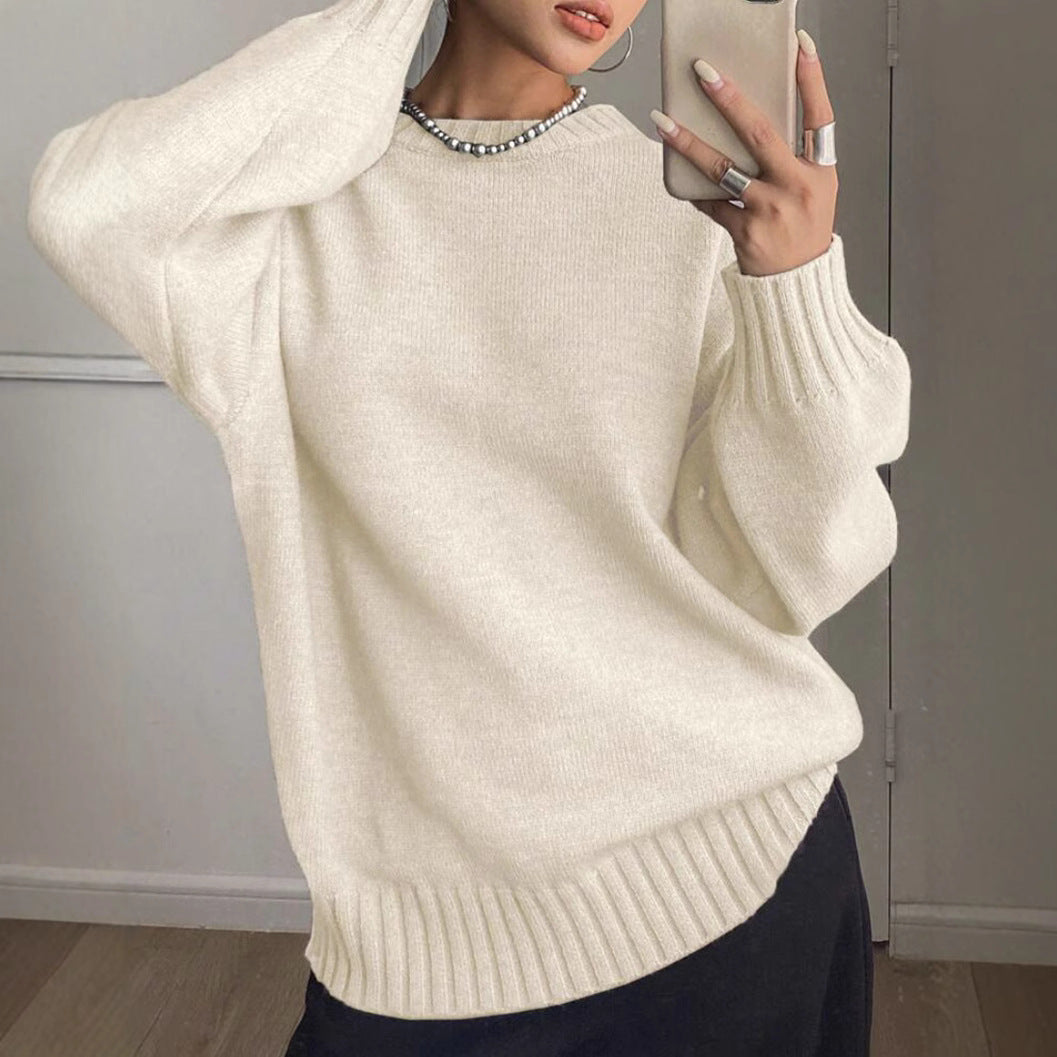 Damen Kaschmir-Optik Oversize-Pullover mit Rundhalsausschnitt und verlängerten Rippbündchen Shop Nory