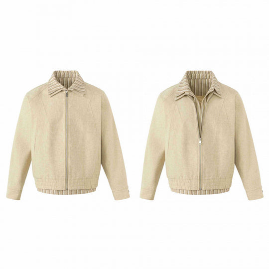 Unisex Leichte Boxy-Übergangsjacke aus Leinenmix mit Reverskragen und innen gestreiftem Besatz Shop Nory