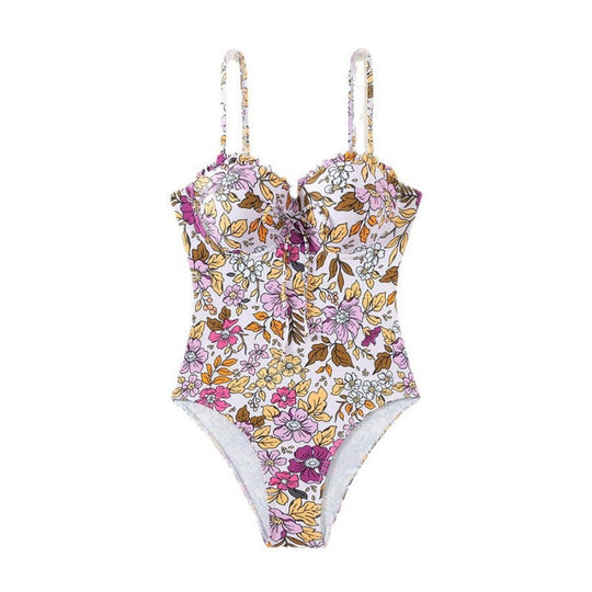Damen Einteiliger Badeanzug mit floralem Design und traumhaftem Ausschnitt