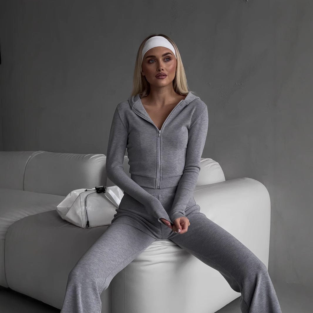 Damen figurformendes Set aus taillierter Reißverschlussjacke und High-Waist-Leggings Shop Nory