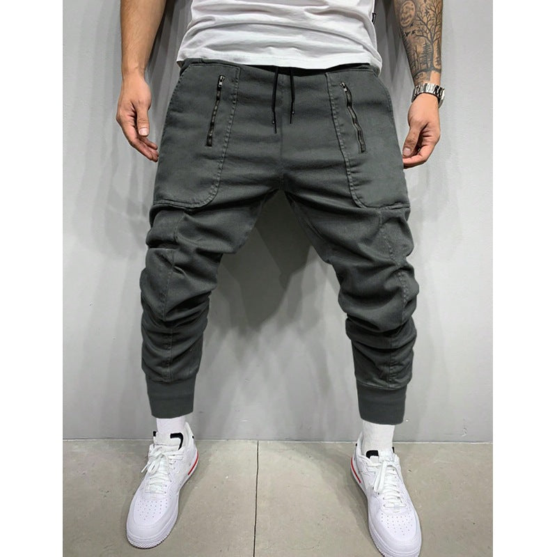 Herren stylische Jogginghose mit seitlichen Zipper-Taschen Shopnory
