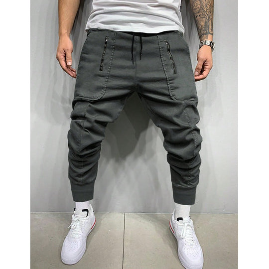 Herren stylische Jogginghose mit seitlichen Zipper-Taschen Shopnory