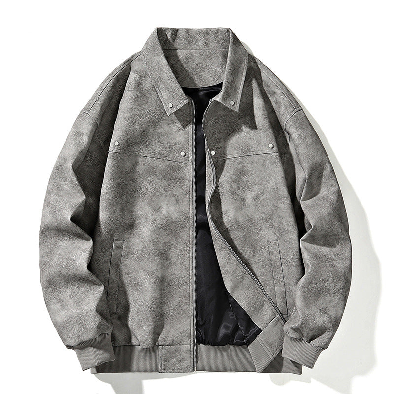 Herren Oversize-Bomberjacke in Wildlederoptik mit Reißverschluss und Rippbündchen Shop Nory