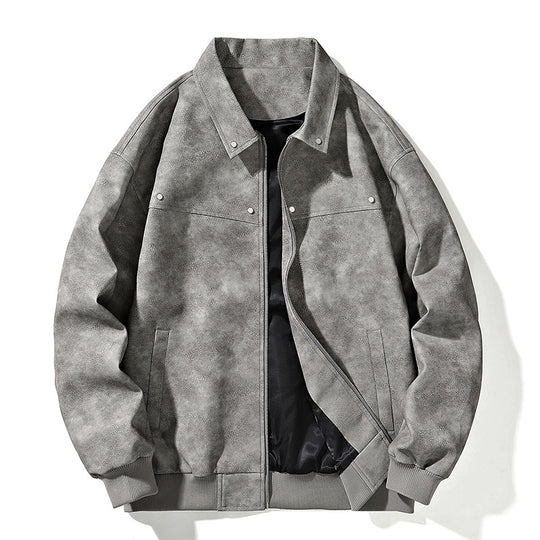 Herren Oversize-Bomberjacke in Wildlederoptik mit Reißverschluss und Rippbündchen Shop Nory