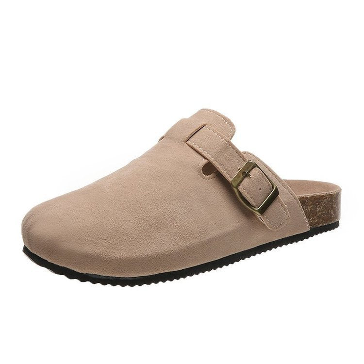 Damen Geschlossene Veloursleder-Mules mit verstellbarem Schnallenriemen und ergonomischer Komfortsohle Shop Nory
