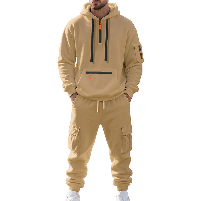 Herren nan Urbaner Cargo-Jogginganzug mit Kapuzenhoodie und Reißverschlusstaschen Shop Nory
