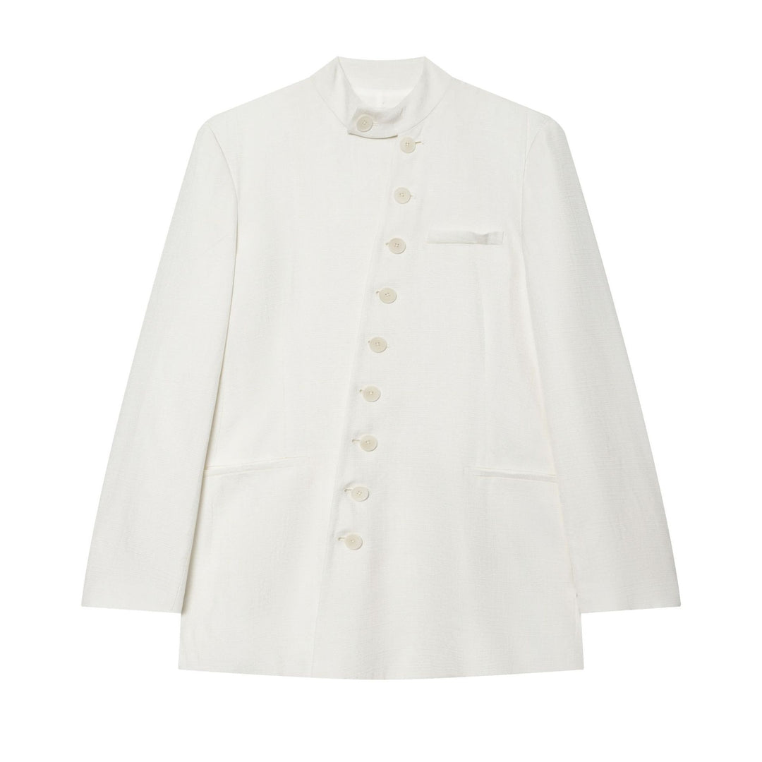 Damen Leichter Bouclé-Blazer mit Stehkragen und Knopfleiste Shop Nory