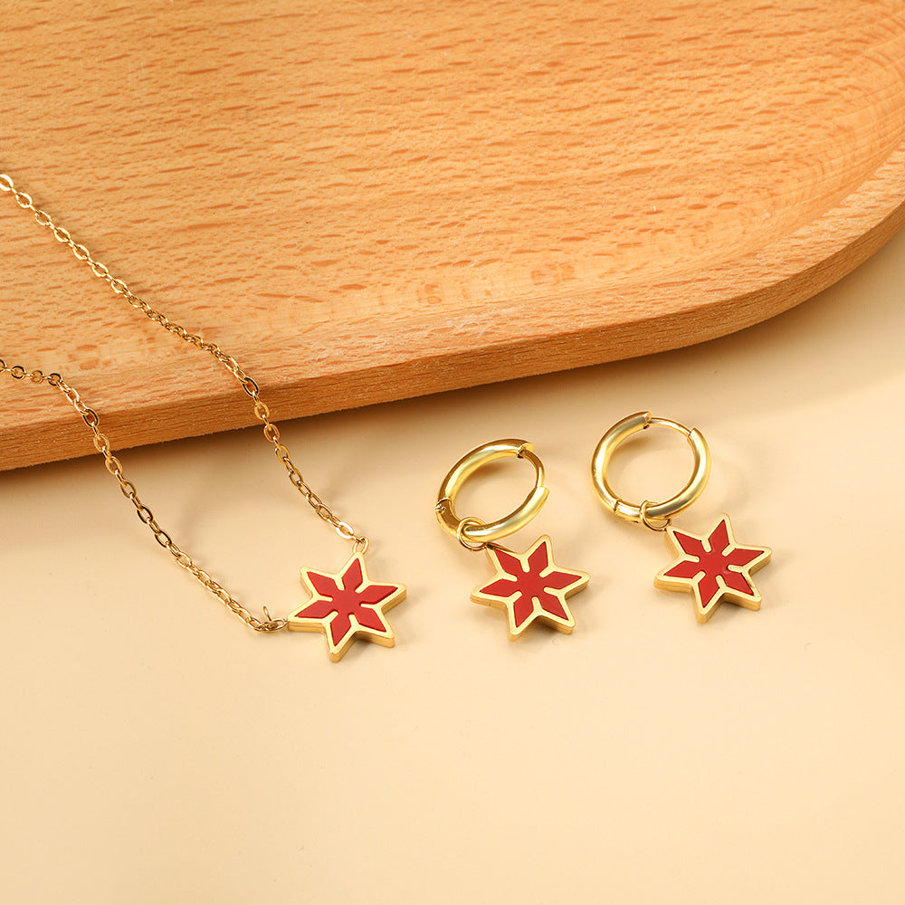 Damen Schmuckset mit funkelndem Blatt-Anhänger und eleganten Ohrsteckern Shop Nory