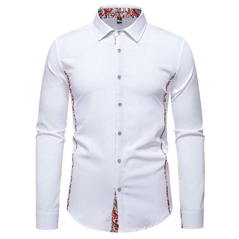 Herren Elegantes tailliertes Business-Hemd mit kontrastierter Innenblende und Paisley-Detail Shop Nory
