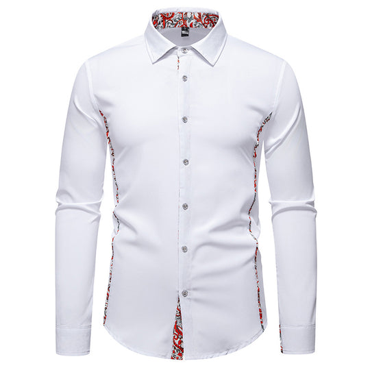 Herren Elegantes tailliertes Business-Hemd mit kontrastierter Innenblende und Paisley-Detail Shop Nory