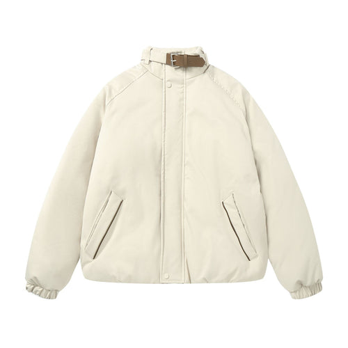 Damen Wattierter Boxy-Bomber mit hochschließendem Schnallenkragen und schrägen Reißverschlusstaschen Shop Nory