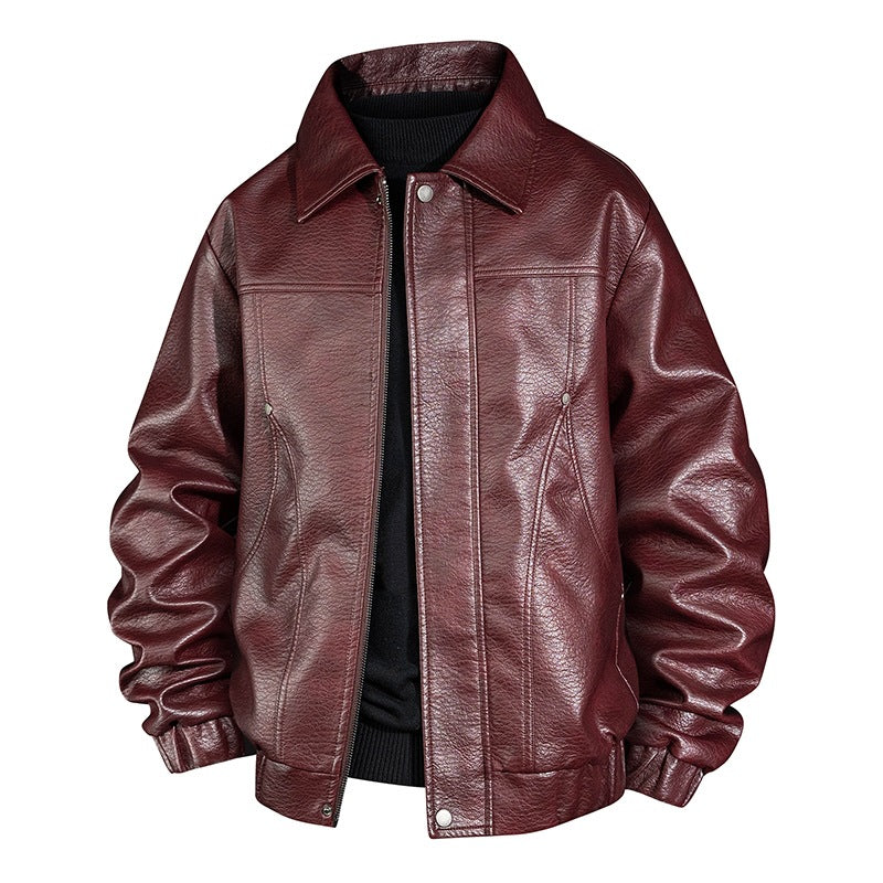 Herren Modische Kunstleder-Bomberjacke Shop Nory