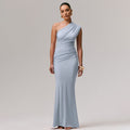 Damen Langarm-Maxikleid mit asymmetrischem Schnitt und raffinierten Drapierungen Shopnory