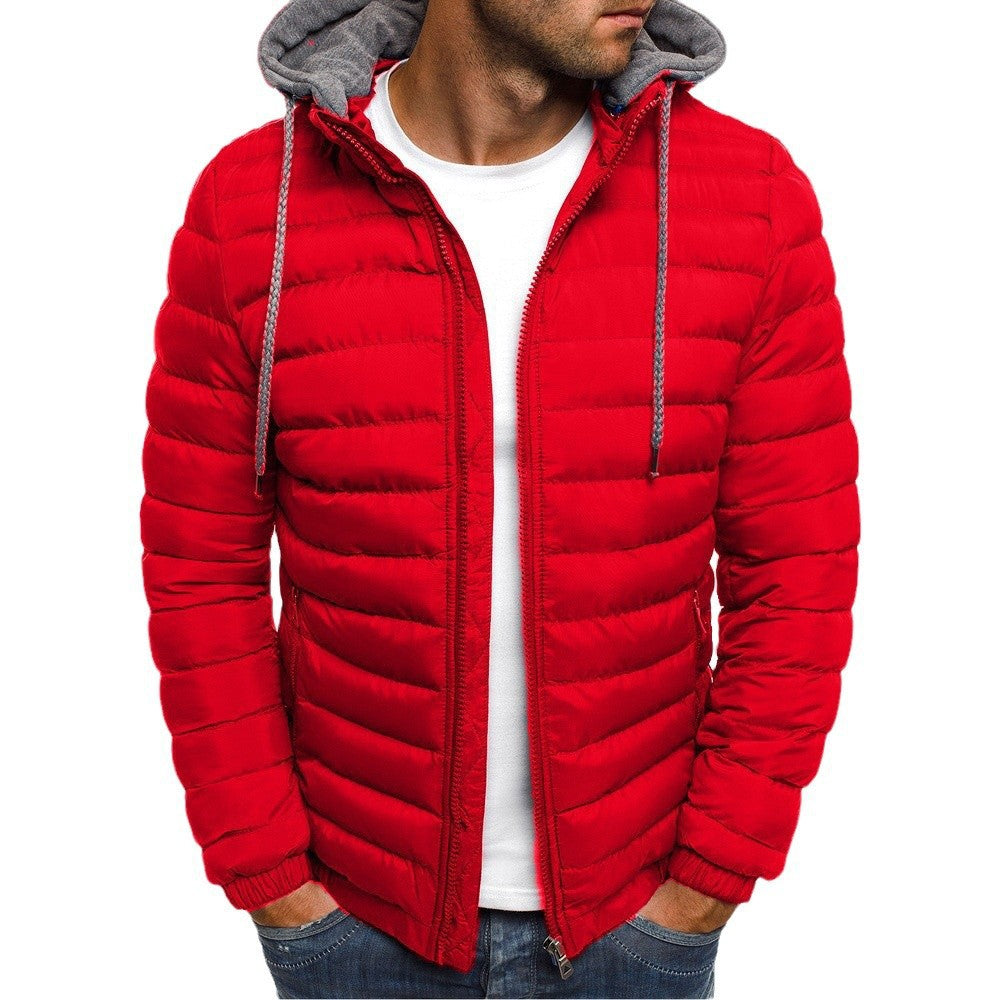 Herren leichte Steppjacke mit Kapuze und seitlichen Reißverschlusstaschen