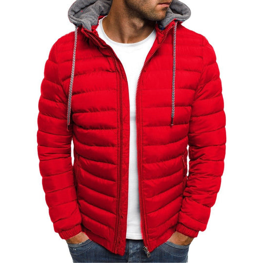 Herren leichte Steppjacke mit Kapuze und seitlichen Reißverschlusstaschen