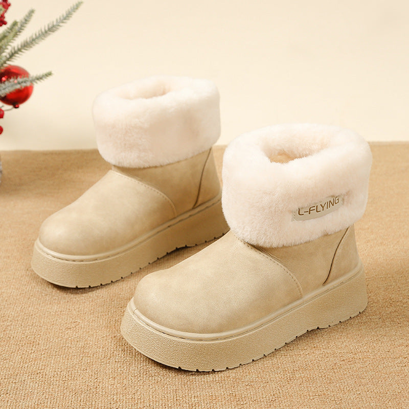 Damen Kuschelige Plateau‑Stiefeletten mit faux‑Fellkragen und rutschfester Gummisohle Shop Nory